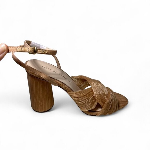 Loeffler Randall Reed Pleated Twist Heel in Peach Polyester Pink Sz 7 B NIB - Picture 6 of 14